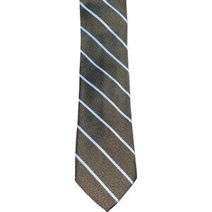 Jos. A. Bank 100% Silk Striped Pointed Self Neck Tie Gold White Men's 60" Length